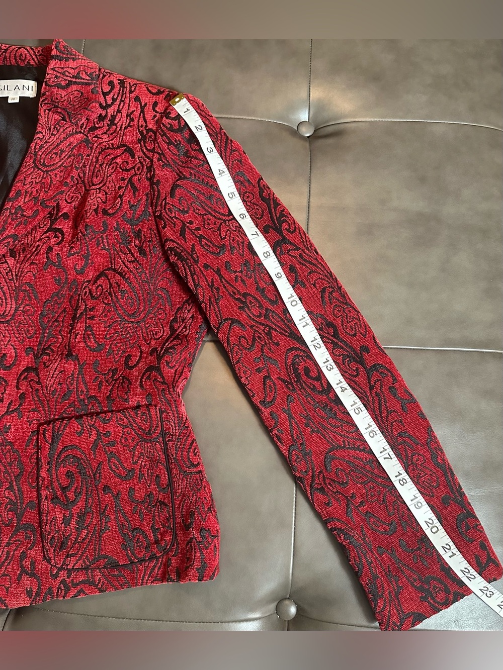 Gilani Red Black Paisley Jacquard Blazer Jacket Size 10 - Picture 6 of 9